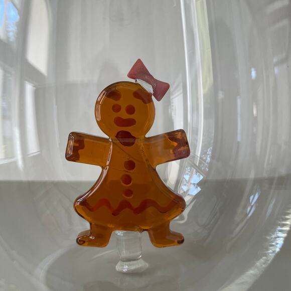 NEIMAN MARCUS Gingerbread Man Stemless Wine Glass Set of 2 Holiday Barware NEW - Picture 11 of 12